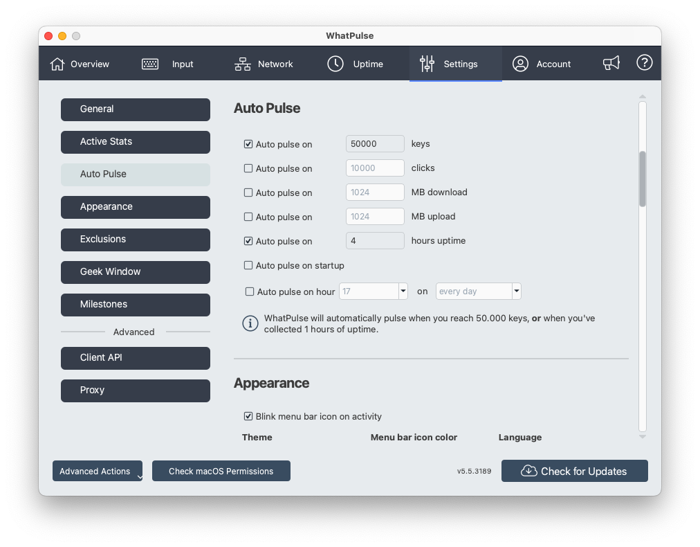 auto pulse settings